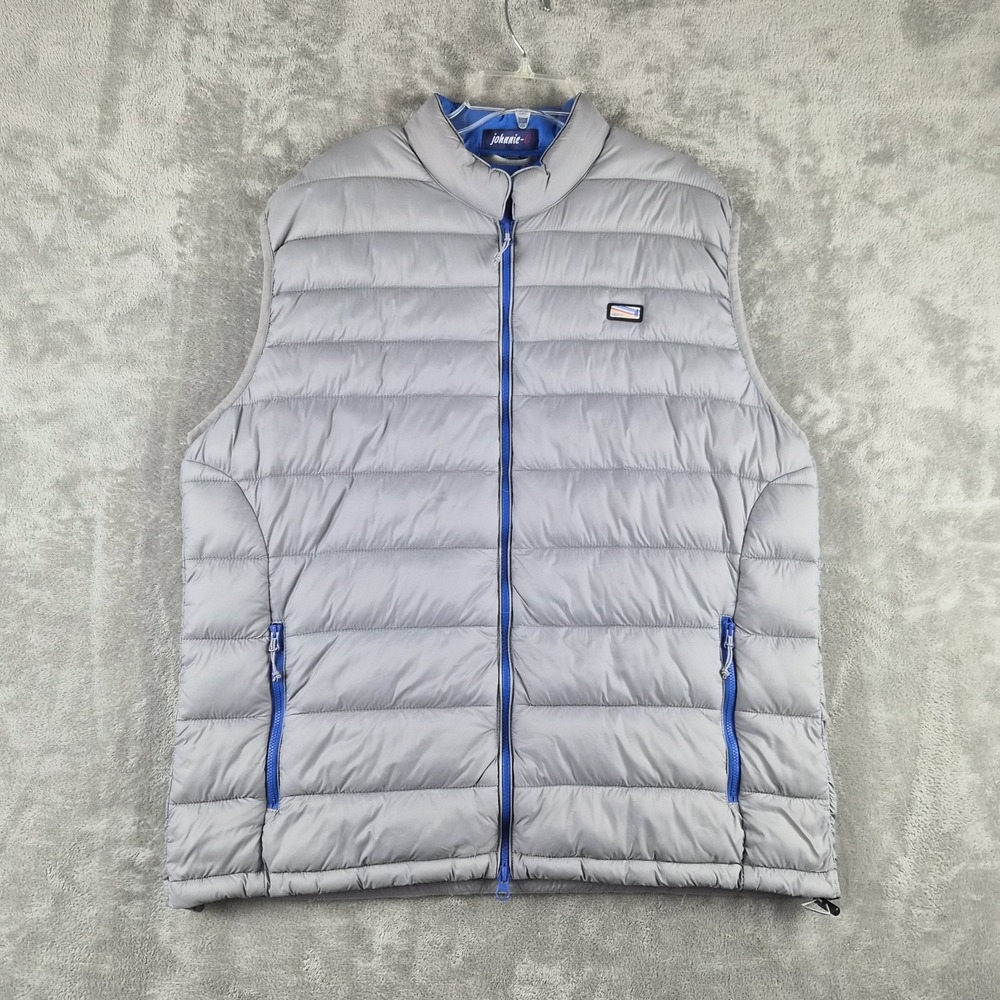 Johnnie O Hudson Quilted Puffer Vest Mens XL Light Grey Full Zip Lightweight